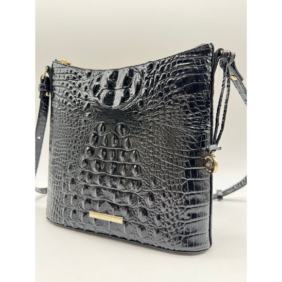 BRAHMIN Katie croc embossed leather small crossbody bag - Black Melbourne - Picture 3 of 13